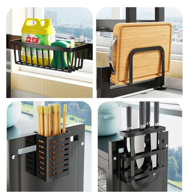 Escurridor doble tapa + set cuchillos
