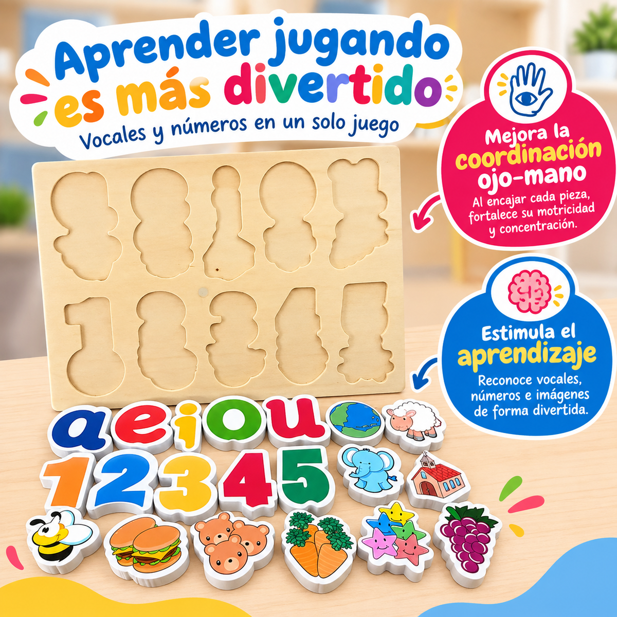 Tabla Didáctica Infantil Vocales Números