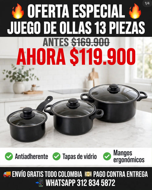 Batería Cocina Ollas 13 Piezas Utensilio
